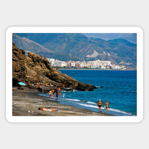 Penoncillo Beach Torrox Costa Nerja Spain Sticker by AndyEvansPhotos